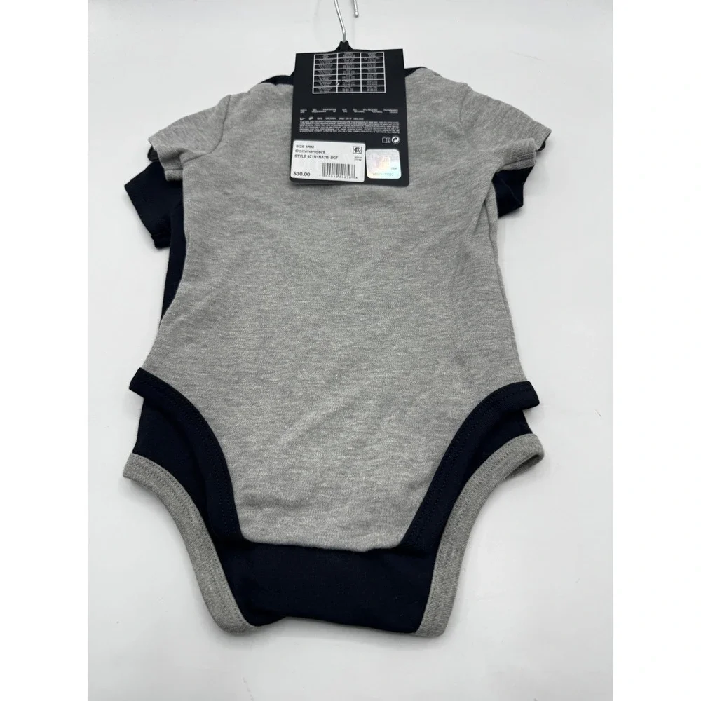 Nike Kids 3/6M Grey/Black Bodysuit NFL Washington Commanders Creeper Set 2 Pack